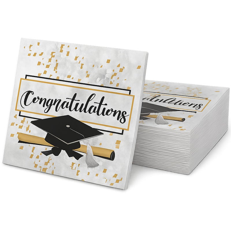 Iconikal 48-Count Graduation Party Napkins Disposable Paper Dinner Size, Congratulations Graduate - Image 1